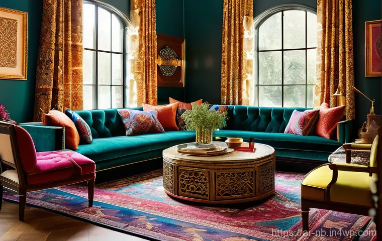 맥시멀리즘 인테리어 DIY 아이디어 - Image Prompt 1: The Vibrant Maximalist Living Room**