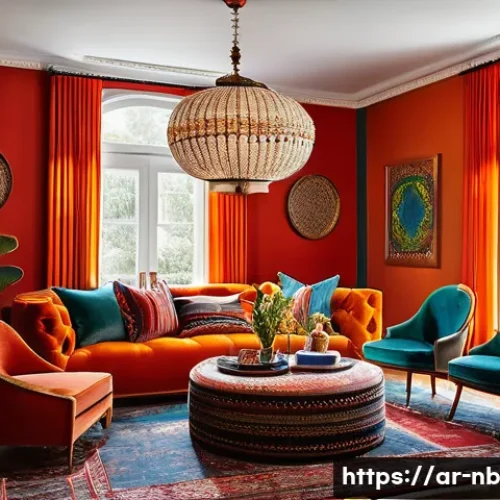 Home 29 작품과 생활이 어우러지는 맥시멀리즘 - A vibrant living room interior inspired by maximalism, featuring a harmonious balance of bright warm...