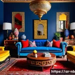 Home 16 맥시멀리즘 vs 미니멀리즘 둘 중 무엇이 나에게 맞을까 - A vibrant maximalist living room filled with bright, saturated colors like crimson red, sunny yellow...