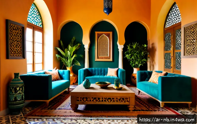 Home 17 전통과 현대의 조화 맥시멀리즘 인테리어 - Photorealistic Arab maximalist living room blending traditional heritage and contemporary design, or...